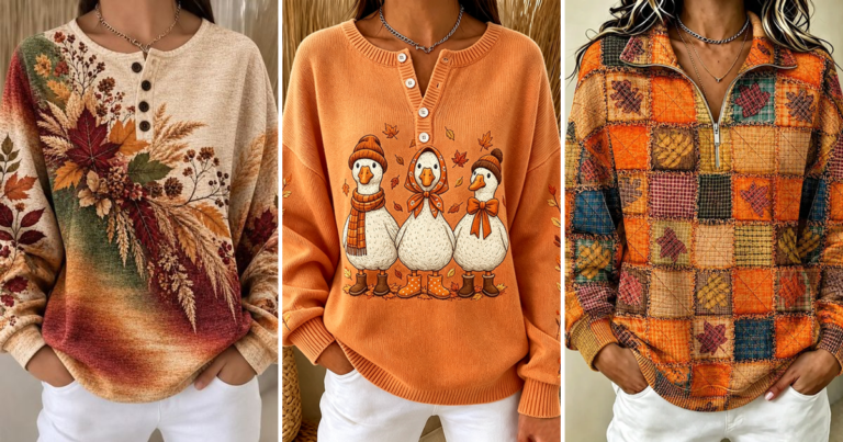JustFashionNow Maple Leaf Tops: Sweatshirts & Knit Picks