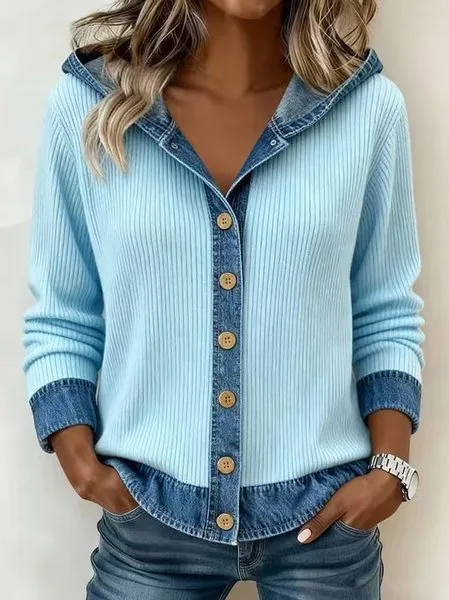 Women Color Block Long Sleeve Casual Daily Spring/Fall Hoodie